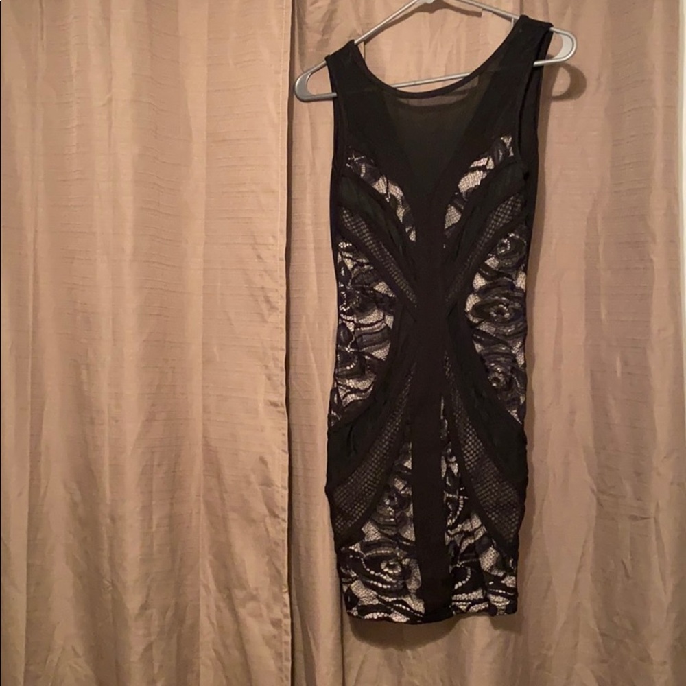 Black and beige mini dress